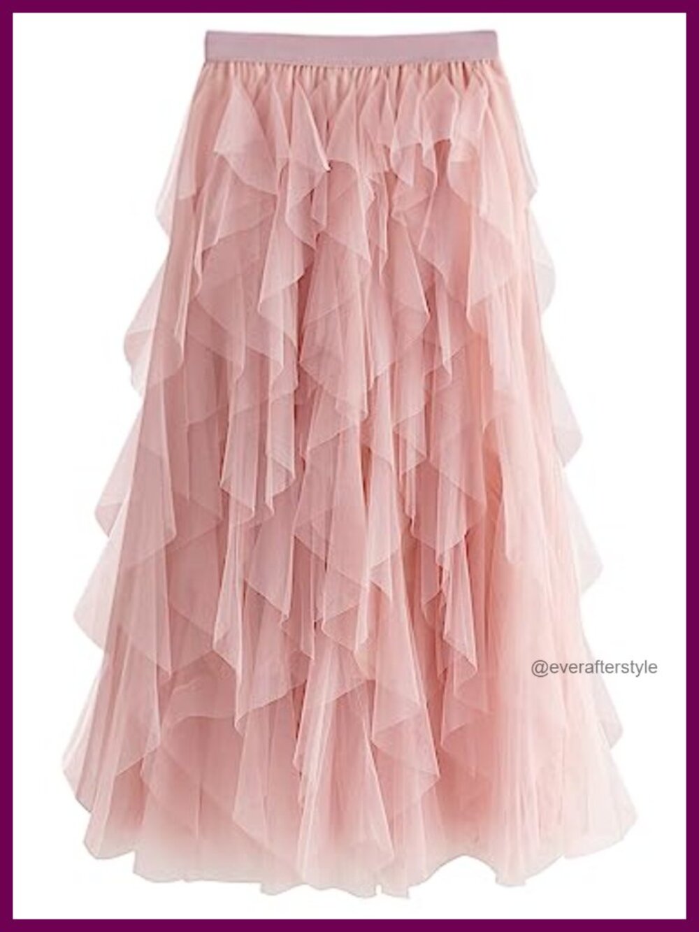 Tulle Skirt Long Layered Tutu Mesh A-Line Elastic Waist Chiffon Women